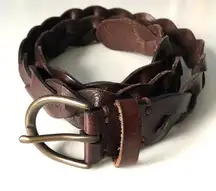 Hollister EUC  dark brown braided leather belt M/L