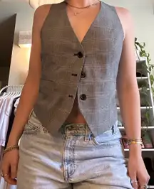 grey plaid vest