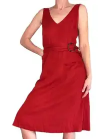 Lush Clothing Lush Red Minimalist Linen Tank Midi Dress