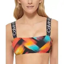 Calvin Klein Printed Logo-Strap Bikini Bra Top Size Medium