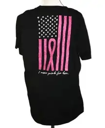 BREAST CANCER AWARENESS "I WEAR PINK FOR HER" FLAG TEE LARGE