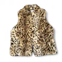 NWT Chico’s Faux Fur Animal Print Vest Size 2 (L/XL) Sleeveless Jacket Cheetah L