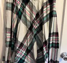 Plaid Flared Skirt White Green Pink Black Career Casual Holiday Party