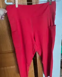 ZYIA Bold Red Leggings with Side Pockets