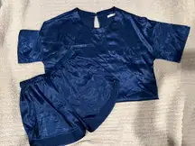 Blue Satin Pajama Set