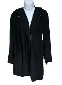 Forever 21 Black Half Zip Hooded Rain Trench Coat