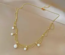 Gold Plated Pearl Necklace