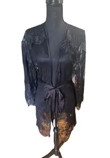 Black Lace Open Drape Robe
