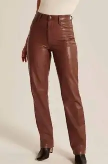 Abercrombie & Fitch The 90s Straight Ultra High Rise Vegan Leather Pants 34 18