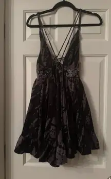 XS star embroidered strappy flowy mini dress