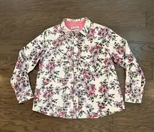 Tommy Bahama Woman’s Reverse Corduroy Floral Button Down Shirt Size Large