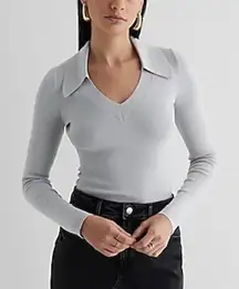 NWT Express women's polo collar V-neck knit sweater