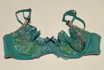 COPY - Size 36b blue green watercolor partial cup bra