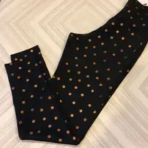 Beach Riot Black Leggings w. Rose Gold Polka Dots, Size M