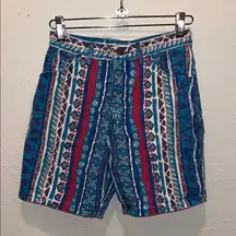 80s 90s Vintage Colorful Floral  Striped Geometric Patterned Shorts