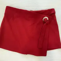 Red Mini Skort with Tie Detail
