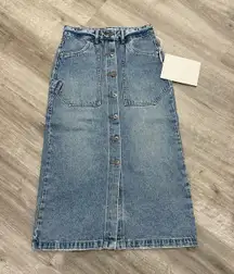  A Line Button Up Denim Skirt