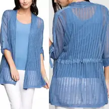 Nic+Zoe Sheer Nights Blue Linen Blend Cardigan NWT | Medium
