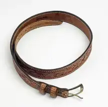 TEXTAN Hand Tooled Genuine Cowhide Embossed Belt, Size 36