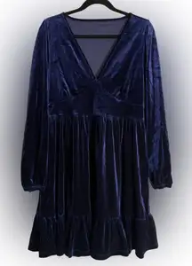 Elegant Deep Twilight Velvet Dress