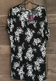 LASCANA Floral Wide Sleeve Dress, Black Printed, Summer‎  Beach Size 8/10 NWT
