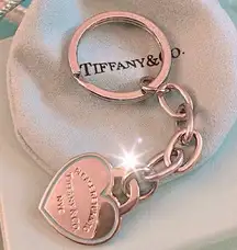 Authentic Tiffany & Co. Silver .925 Return to Tiffany Blue TrimHeart Keychain