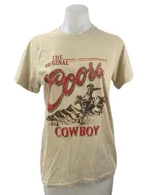 Coors The Original Cowboy Beige Crew Neck Short Sleeve Graphic Tee T-Shirt Top M