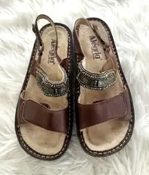 Alegria Verona Hickory Chain Gang Leather Sandals Sz 7.5