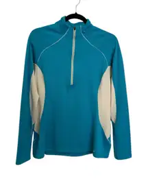 Patagonia Top Womens Medium Capilene Midweight Base Layer Blue 1/4 Zip Polartec