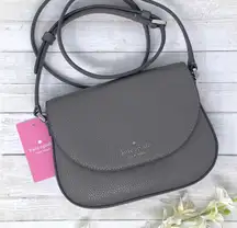 Kate Spade Leila Mini Flap Crossbody Purse in Hare Gray Leather wlr00396