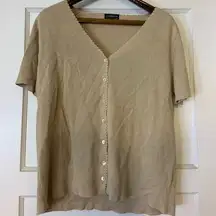 Liz Claiborne Creme short sleeve button cardigan