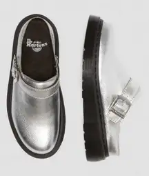 NEW Dr. Martens Laketen Atlas Slingback Platform Mules Silver