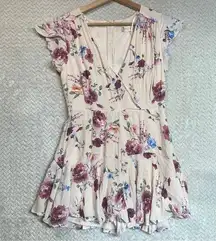 Altar’d State Pink Flora Drop Waist Double Layer Romper Women Size Size small