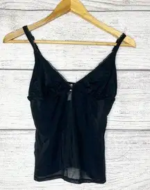 Tommy Hilfiger Sheer Black Mesh Camisole Lingerie Nightie Sleep Top Size Large