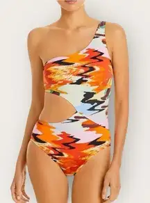 Solid & Striped -The Claudia Printed Asymmetric One Piece Swimsuit. Size…