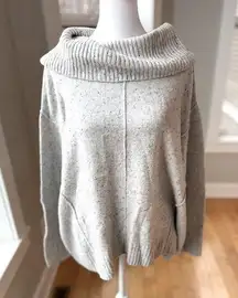 Christopher & Banks Heather Gray Off the Shoulder Cowlneck Sweater Size Large