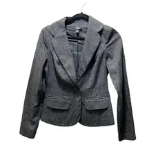 I.N. San Francisco Jacket Blazer Coat Black One Button Front Collared Sz S