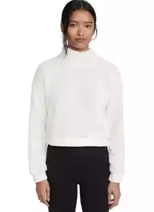 All Time Off White Cropped Sherpa Mock Turtleneck Sweater L