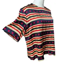 Vintage Saks Fifth Ave Silk NAUTICAL Patriotic Peter Nygard top size 10