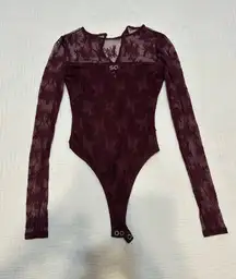 SO Maroon Lace Long Sleeve Bodysuit Size XS