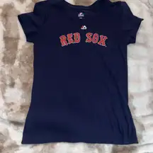 Majestic Womens L Boston Red Sox David Ortiz MLB T Shirt Navy Short Sleeve EUC