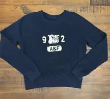 Abercrombie & Fitch Womens Graphic Sweatshirt Navy Blue Bulldog A&F Pullover