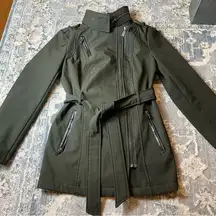 Michael Kors Olive Green Belted Trenchcoat Jacket