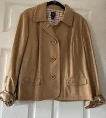 Gap Women's Wool Coat‎ Short Waist Jacket Size XL Camel Khaki/Tan