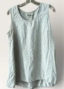 Flax Linen Tunic Tank Sleeveless Size Small Tan Lagenlook Minimalist Casual