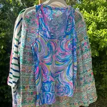 S Lily Pulitzer Tank 100% Cotton beautiful colorful racer back tank