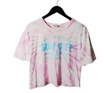 Cut & Paste Surf City Tie Dye T Shirt Crop Top Festival Tee Short Sleeve 50/50 M