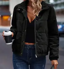 Zip up snap button padded coat