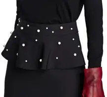 ZARA HP!  Black Peplum Skirt with Faux Pearl Accents (S)