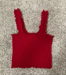 ruched red cropped tank